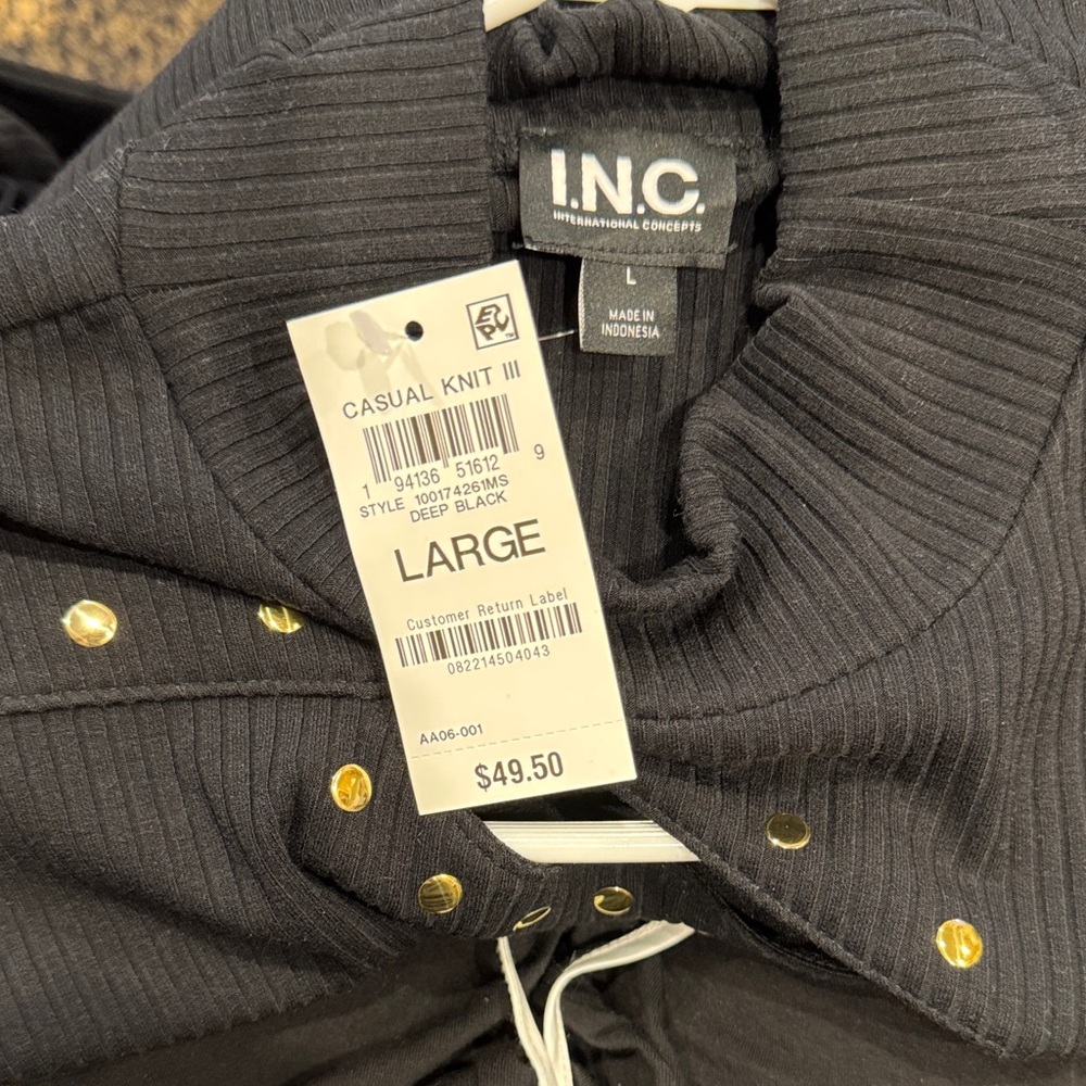 INC International Concepts Black Sweater